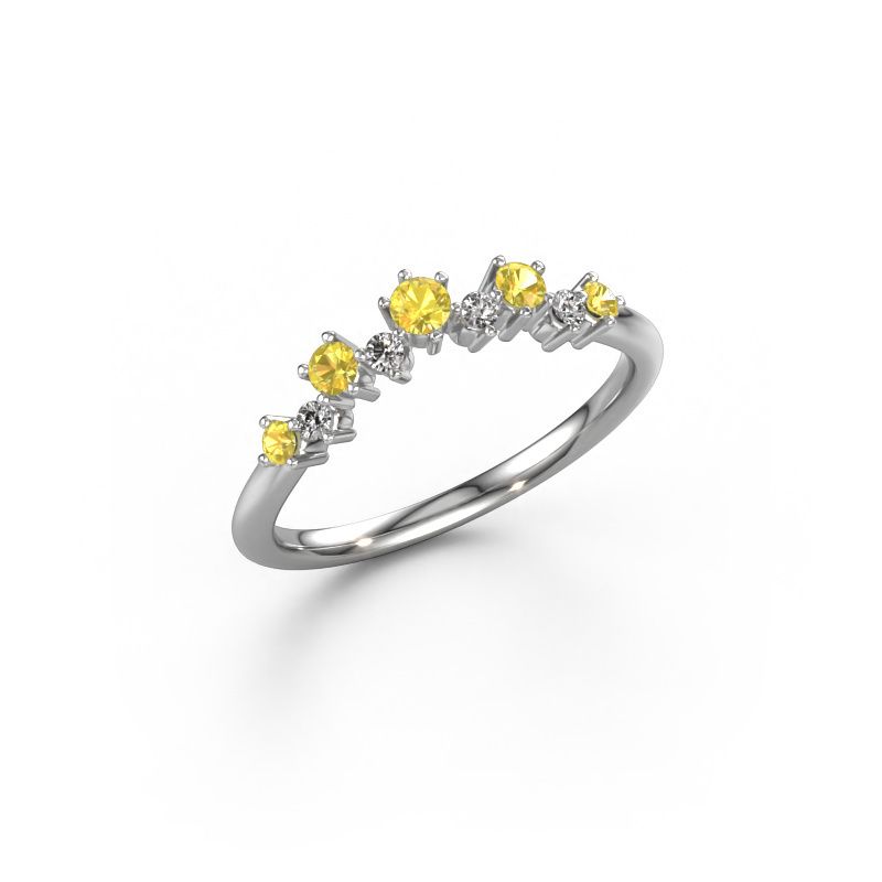 Zijring Carly A 585 witgoud gele saffier 2.5 mm