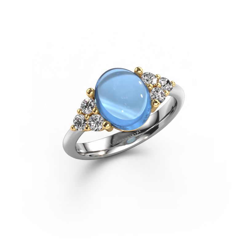 Ring Clarice 585 white gold blue topaz 10x8 mm