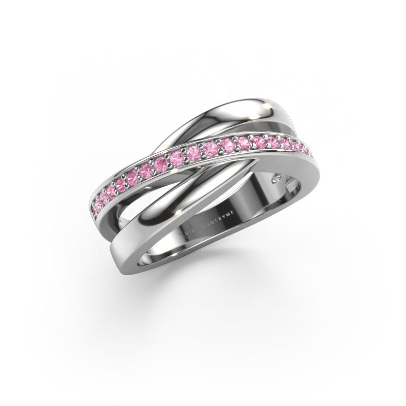 Ring Colette 585 white gold pink sapphire 1.3 mm