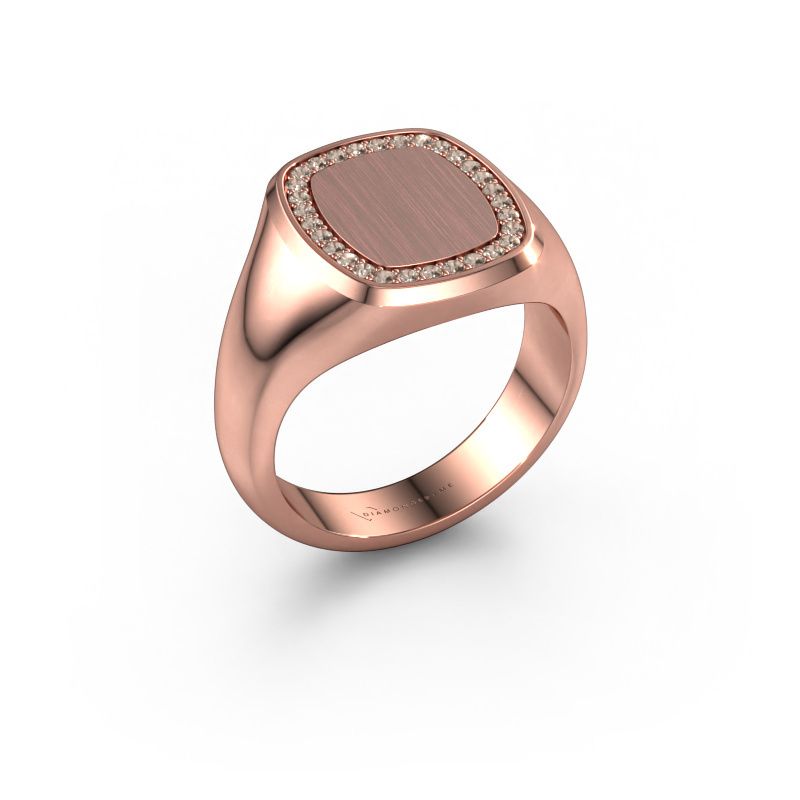 Men's ring Floris Cushion 3 585 rose gold brown diamond 0.225 crt