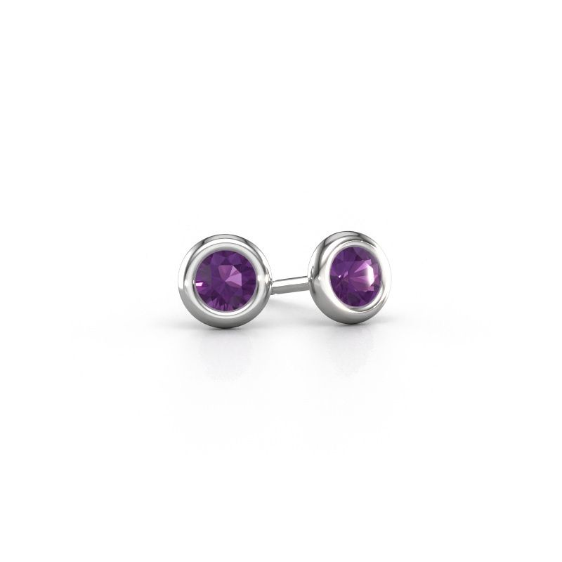 Stud earrings Lieke RND 950 platinum amethyst 4 mm