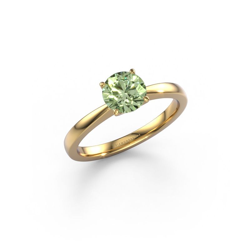 Engagement ring Kitty 585 gold green lab grown diamond 6.2 mm