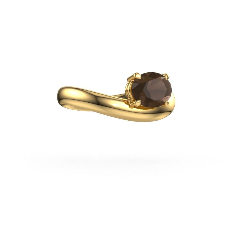 Engagement ring Floor OVL 585 gold smokey quartz 8x6 mm