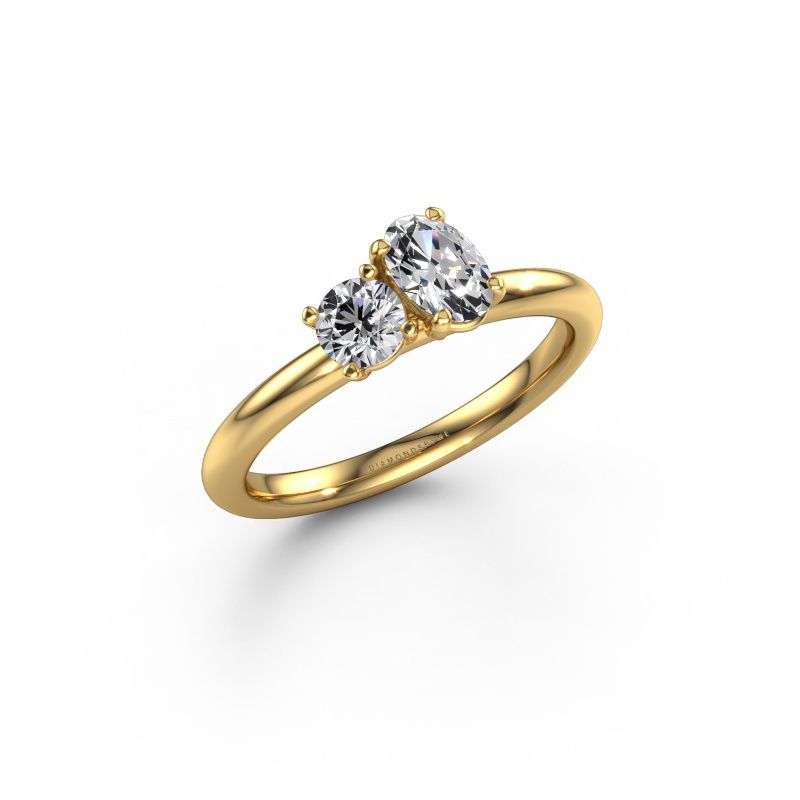 Engagement ring Toi et Moi OVL-RND 585 gold lab-grown diamond 0.65 crt