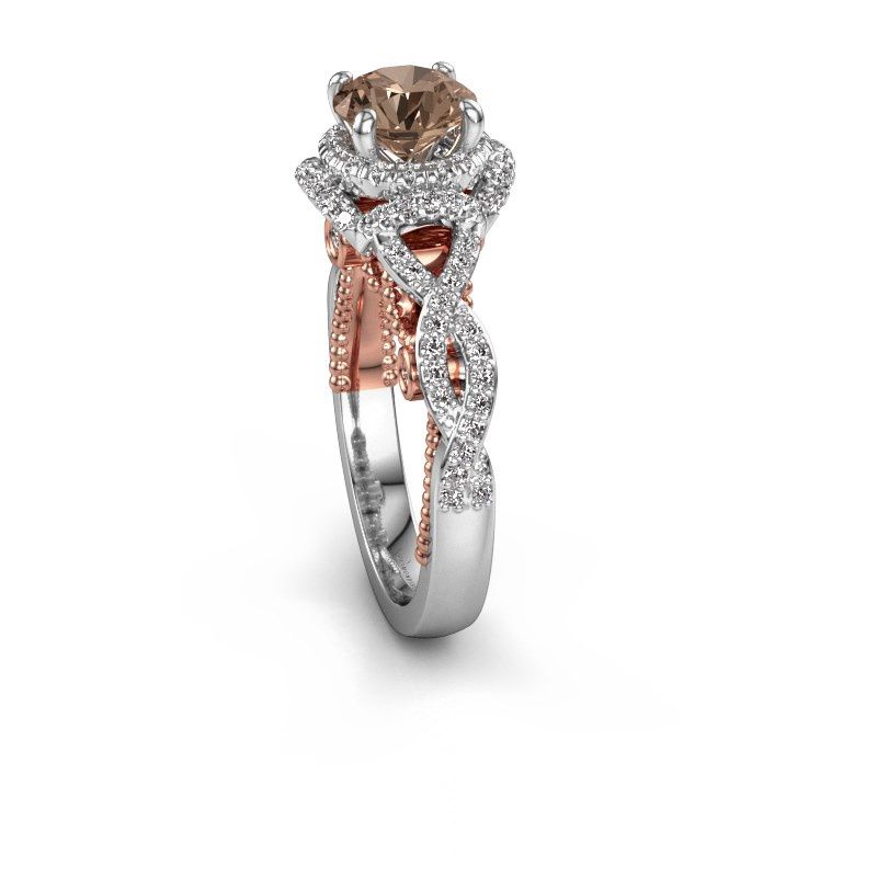 Afbeelding van Verlovingsring Leora<br/>585 witgoud<br/>bruine diamant 1.468 crt