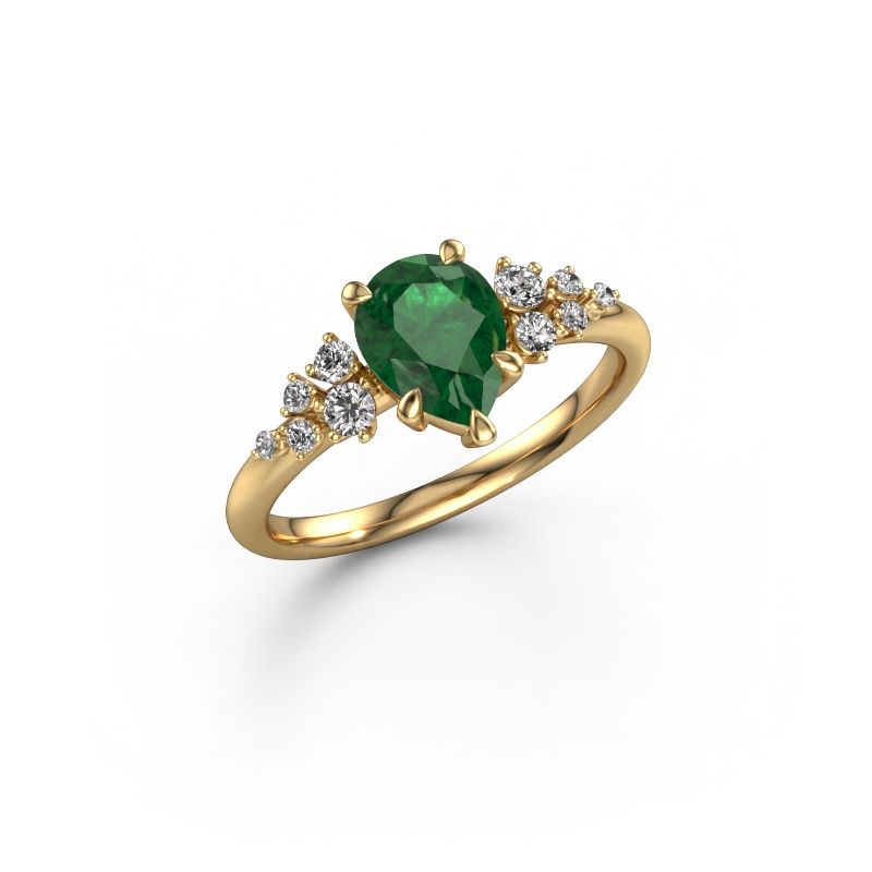 Bague de fiançailles Royce PER 585 or jaune emeraude 8x6 mm