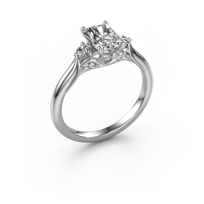 Engagement ring Laurian RAD 950 platinum custom diamond 7x5 mm