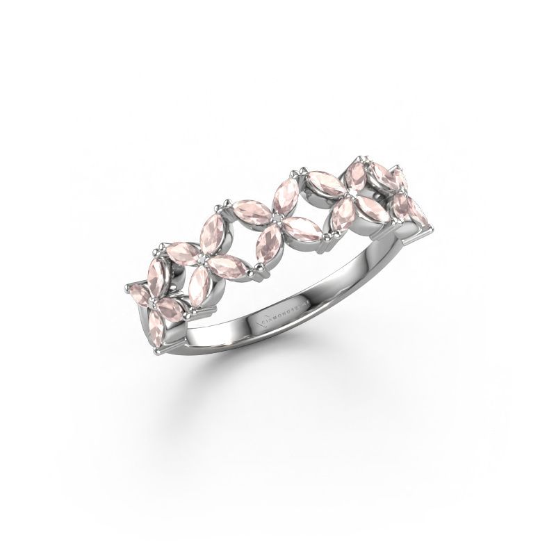 Ring Bree 585 white gold morganite champagne 3x1.5 mm