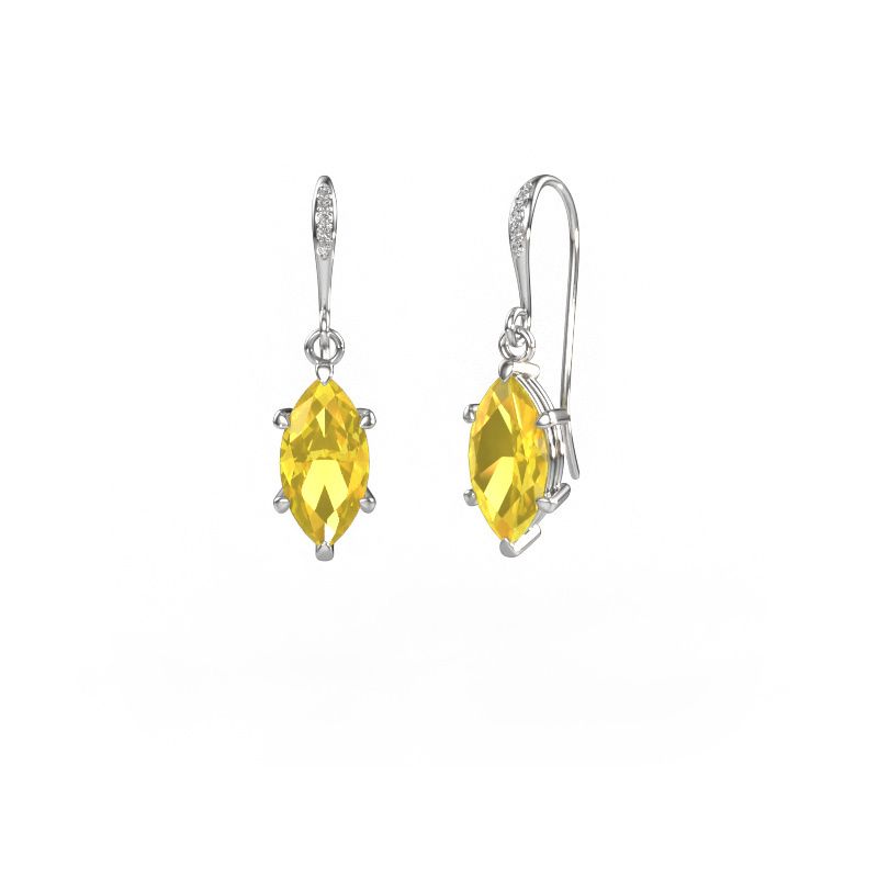 Pendants d'oreilles Laurie MRQ 2 585 or blanc saphir jaune 10x5 mm