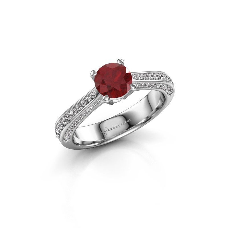 Image of Engagement ring Ruby rnd 585 white gold ruby 5.7 mm