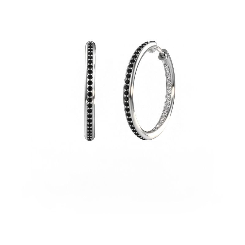 Hoop earrings Sina 20mm 585 white gold black diamond 0.601 crt