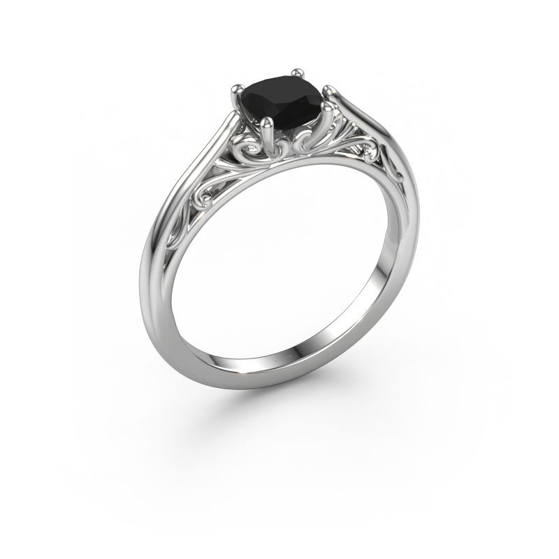 Verlovingsring Shannon cus 585 witgoud zwarte diamant 0.70 crt