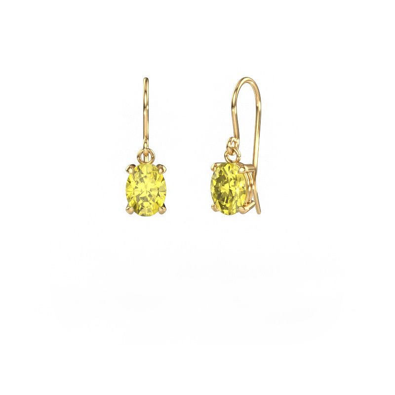 Drop earrings Laurie OVL 1 585 gold yellow lab grown diamond 8x6 mm