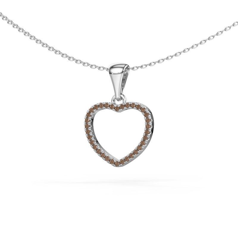 Hanger Heart 6 950 platina bruine diamant 0.17 crt