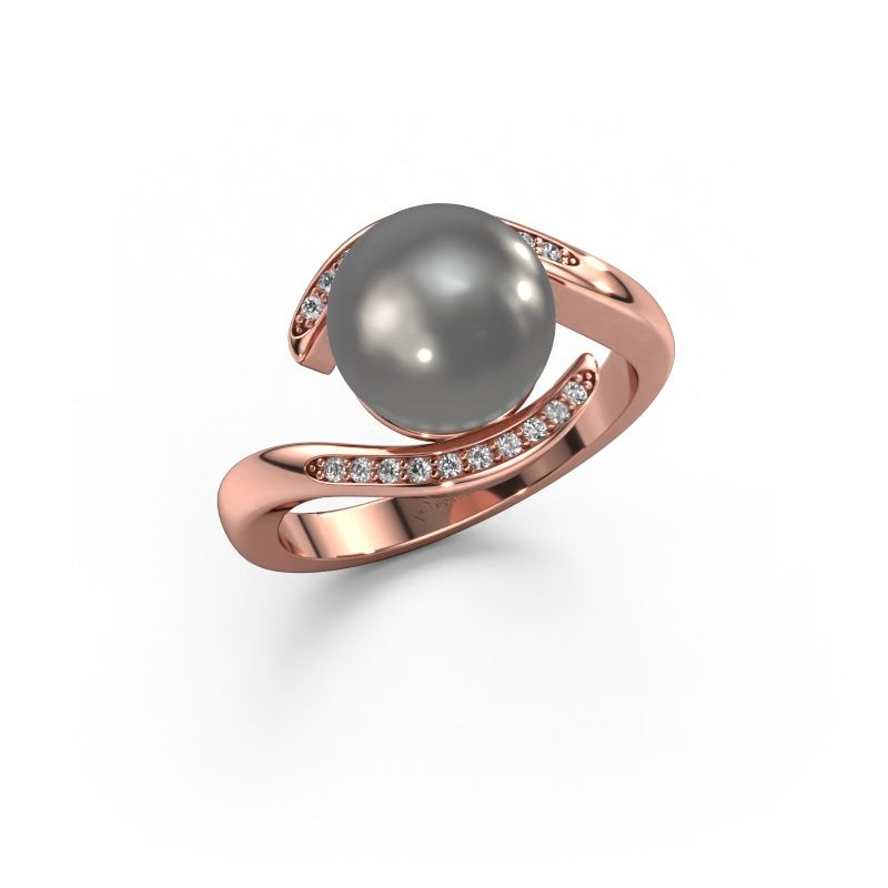 Ring Dedra 585 rosé goud grijze parel 9 mm