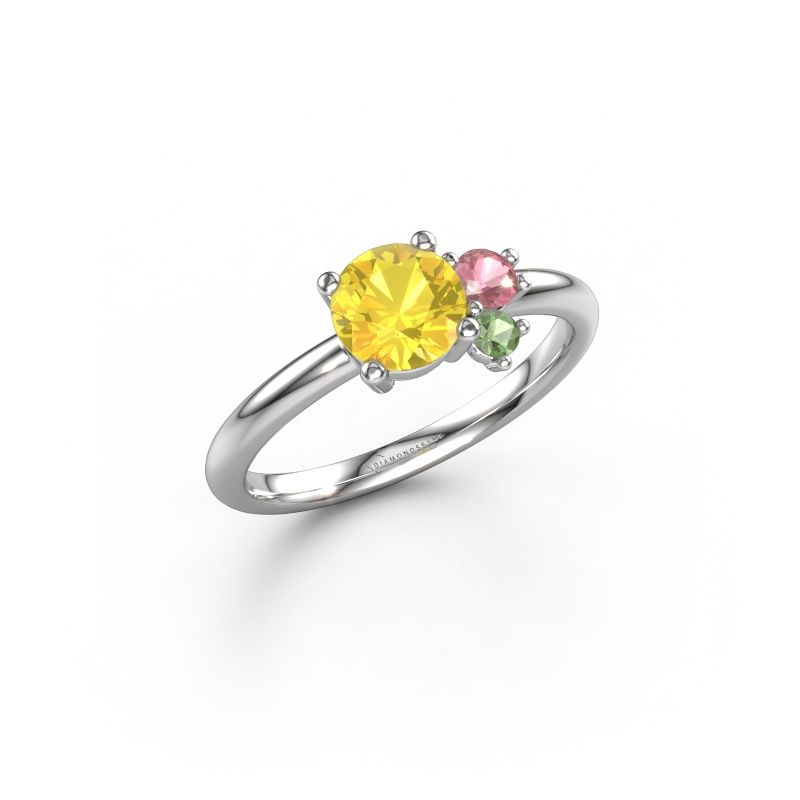 Ring Anouk 585 Weißgold Gelb Saphir 6 mm