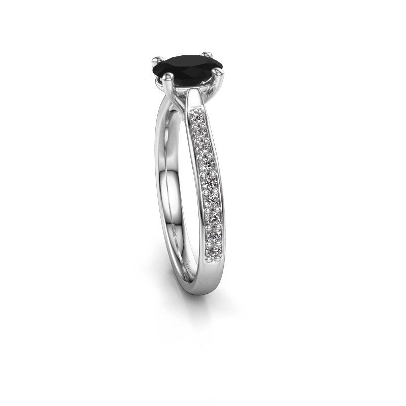 Afbeelding van Verlovingsring Mignon ovl 2 925 zilver zwarte diamant 0.96 crt