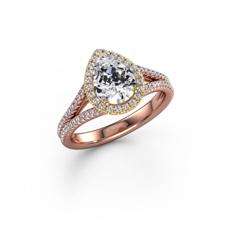 Bague de fiançailles Verla pear 2 585 or rose zircone 8x6 mm