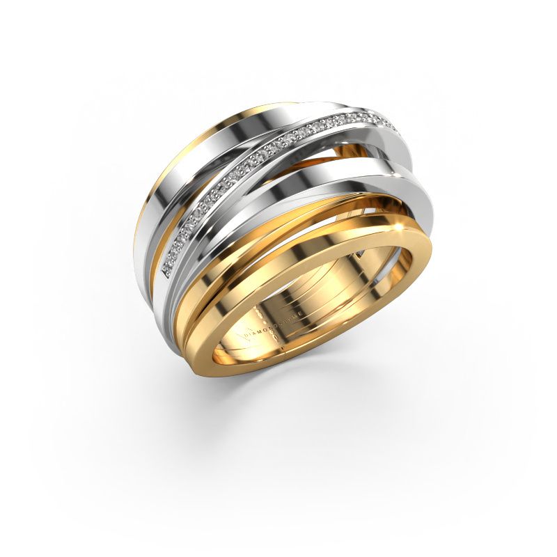 Bague Swinda 585 or jaune diamant synthétique 0.125 crt