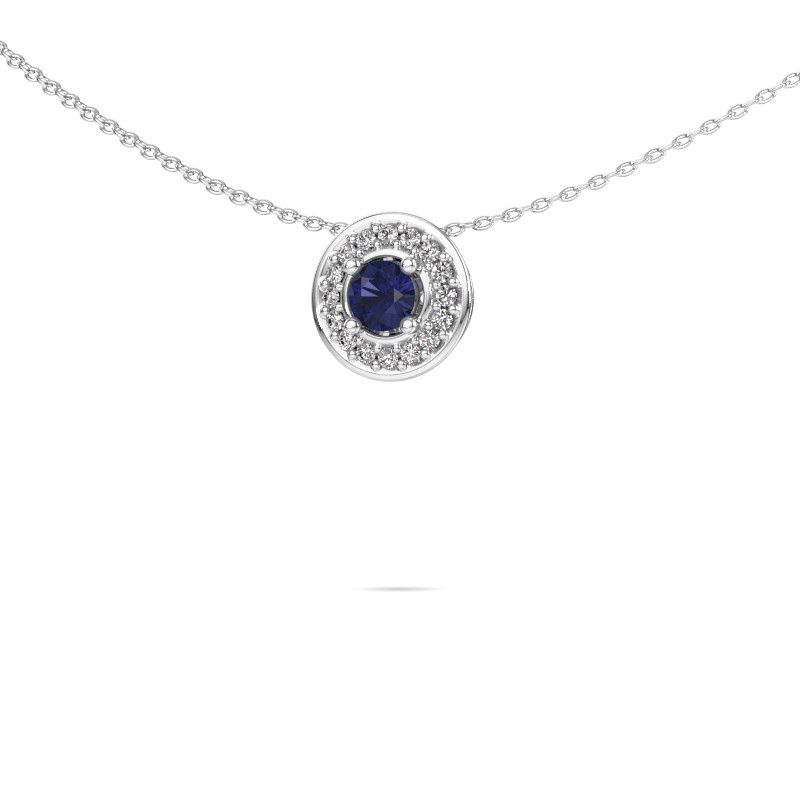 Pendant Agaat 585 white gold sapphire 4 mm