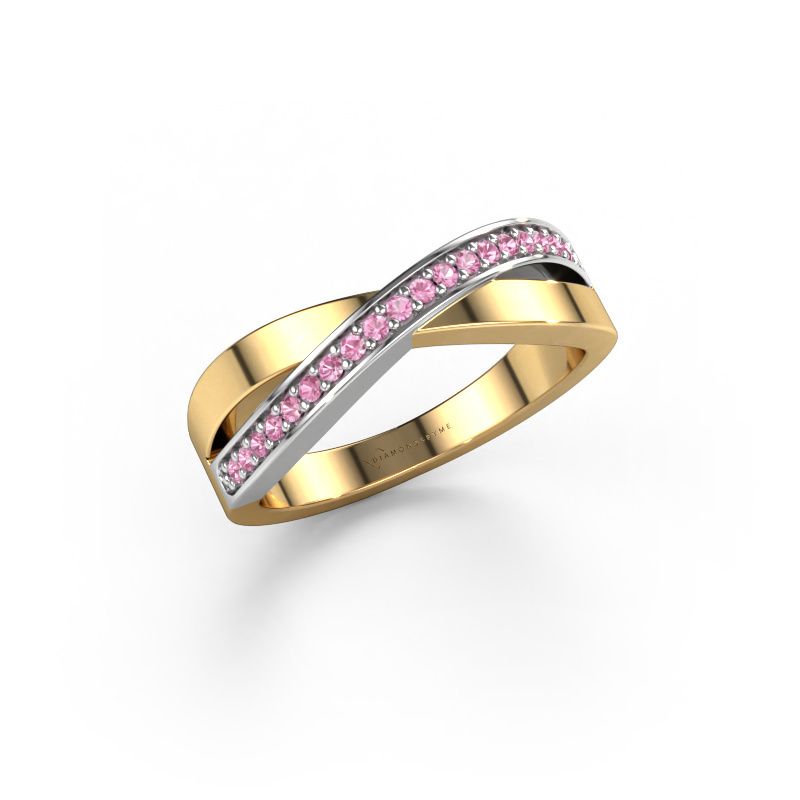 Ring Kaley 585 gold pink sapphire 1.2 mm
