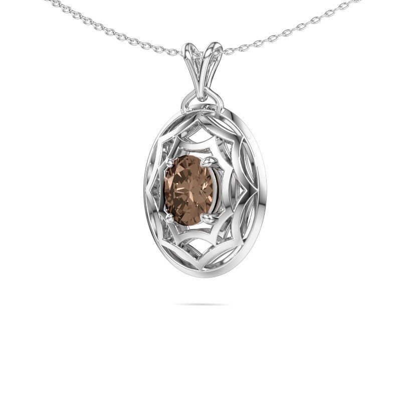 Image of Necklace Evangelina 585 white gold brown diamond 1.15 crt