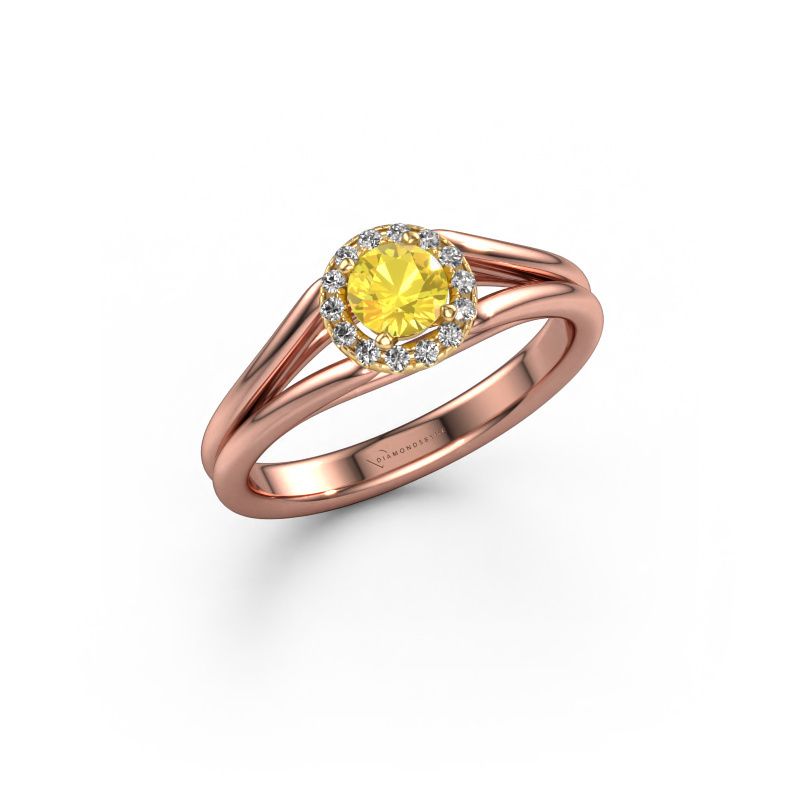 Verlobungsring Verla rnd 1 585 Roségold Gelb Saphir 4.7 mm