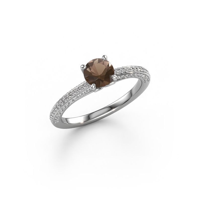 Verlovingsring Elenore rnd 585 witgoud rookkwarts 5.4 mm