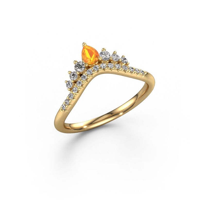 Vorsteckring Crown A 585 Gold Citrin 4x3 mm