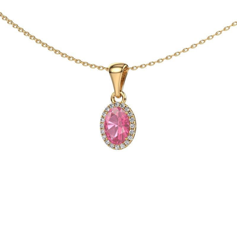 Pendentif Seline ovl 585 or jaune saphir rose 7x5 mm