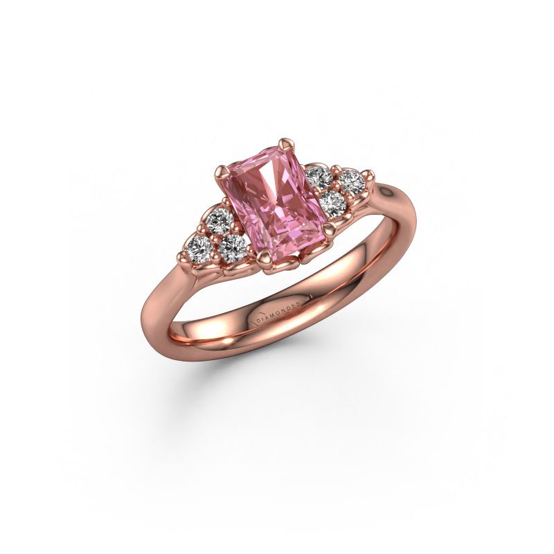 Engagement ring Myrna RAD 585 rose gold pink lab grown diamond 7x5 mm