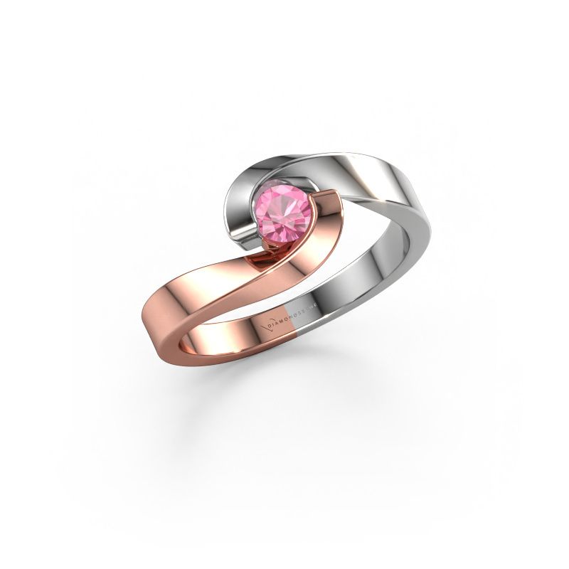 Verlovingsring Sheryl 585 rosé goud roze saffier 3.7 mm