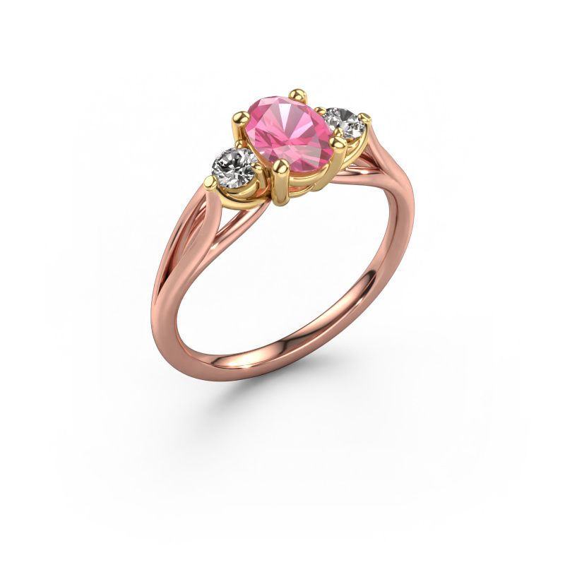 Engagement ring Amie OVL 585 rose gold pink sapphire 7x5 mm