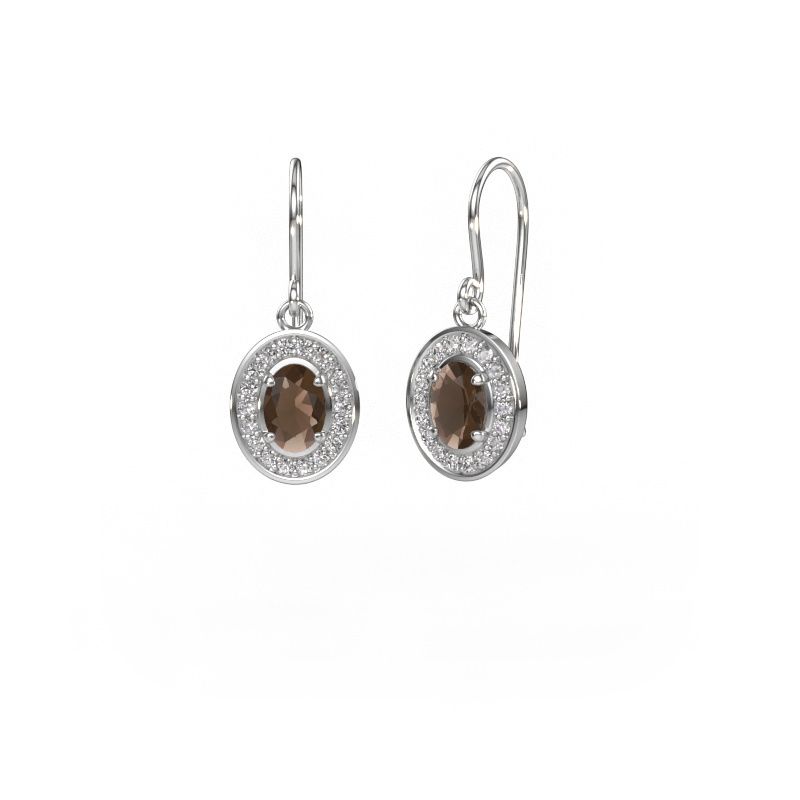 Pendants d'oreilles Layne 1 585 or blanc quartz fumé 6.5x4.5 mm