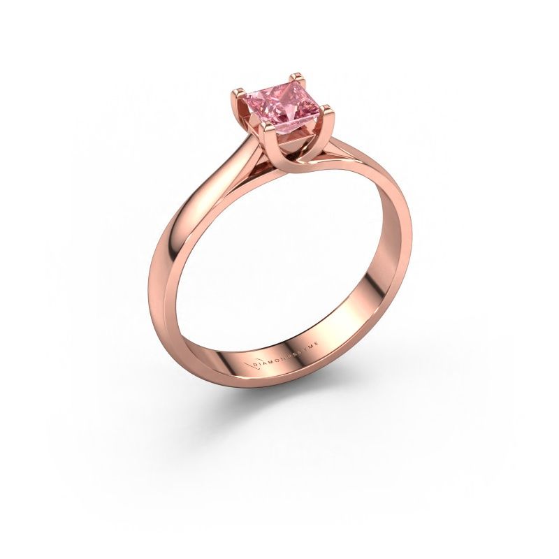 Engagement ring Mia Square 585 rose gold pink lab grown diamond 4 mm