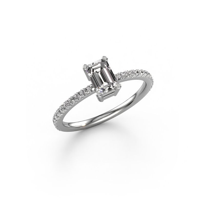 Engagement ring Denita 2 EME 950 platinum zirconia 6x4 mm