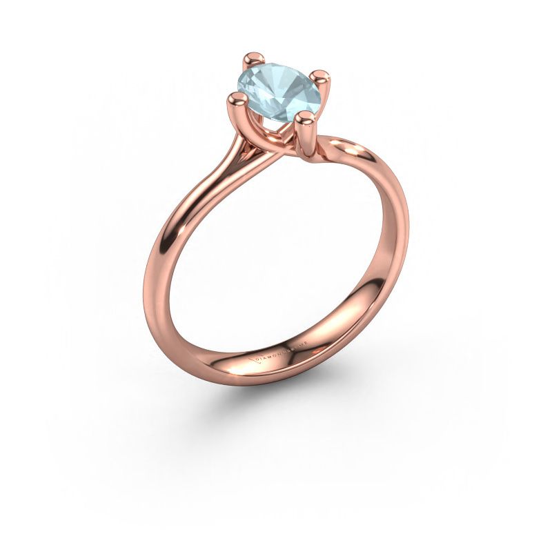 Engagement ring Dewi Oval 585 rose gold aquamarine 7x5 mm