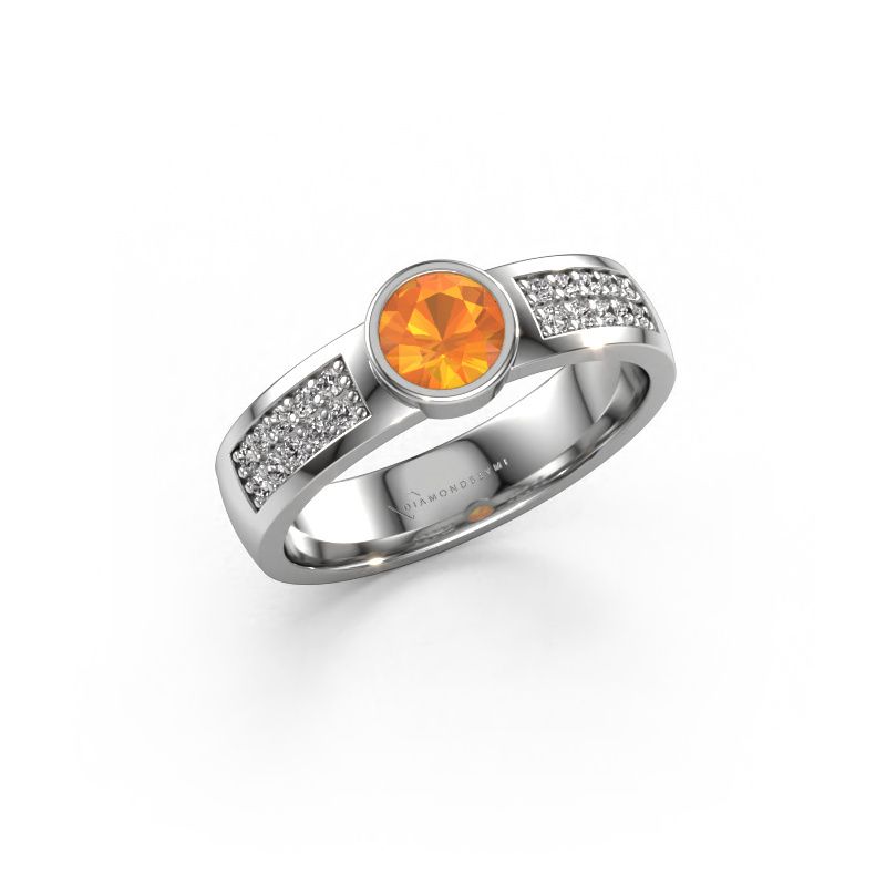 Verlobungsring Ise 3 950 Platin Citrin 4.7 mm