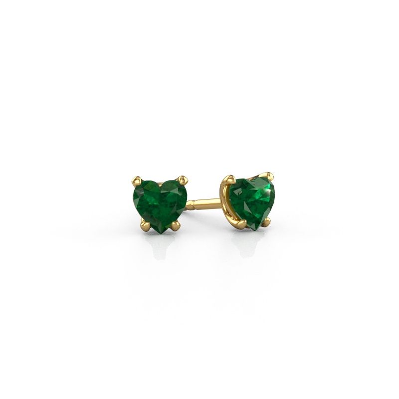 Earrings Sam Heart 585 gold emerald 5 mm