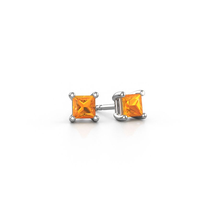 Clous d'oreilles Sam SQR 950 platine citrine 4 mm