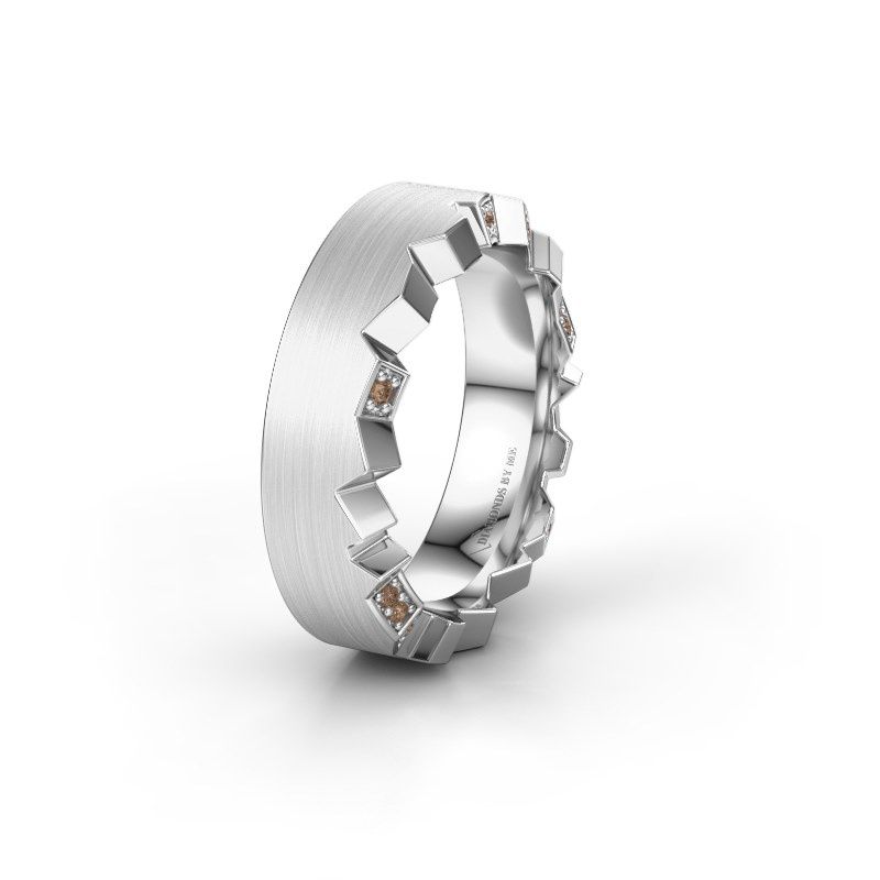 Image of Wedding ring WH2058L17EM<br/>950 platinum ±7x2.6 mm<br/>Brown diamond
