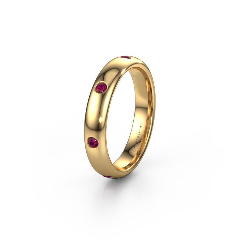 Trouwring WH0105L34BP 585 goud rhodoliet ±4x2 mm