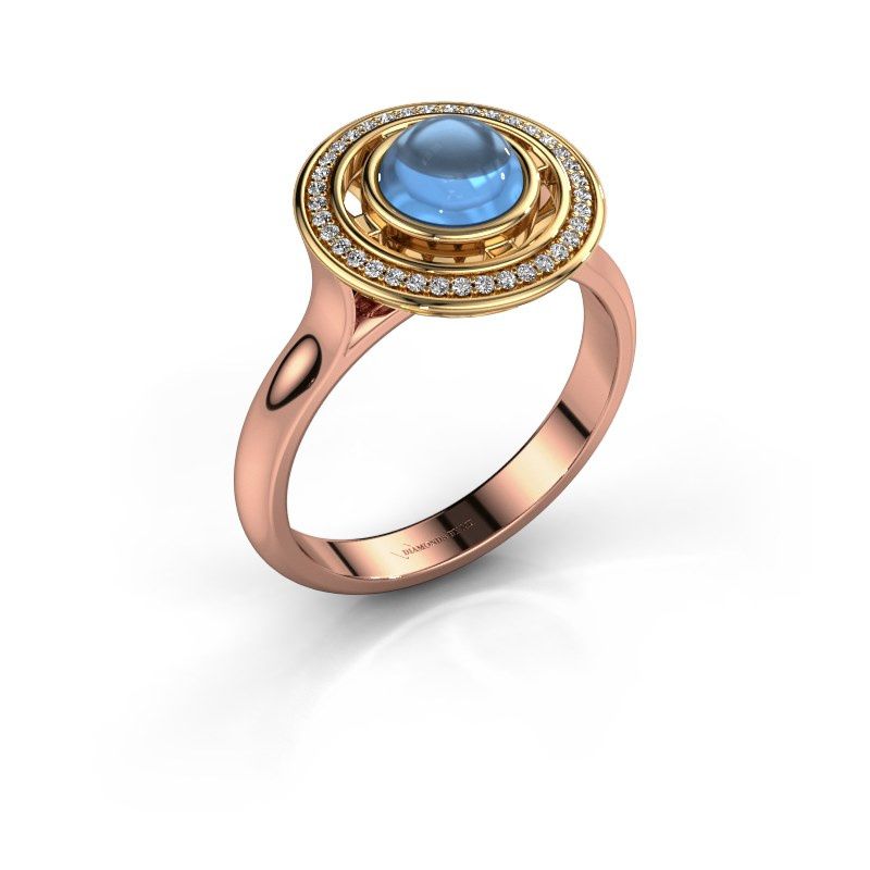 Afbeelding van Ring Salima<br/>585 rosé goud<br/>Blauw topaas 6 mm