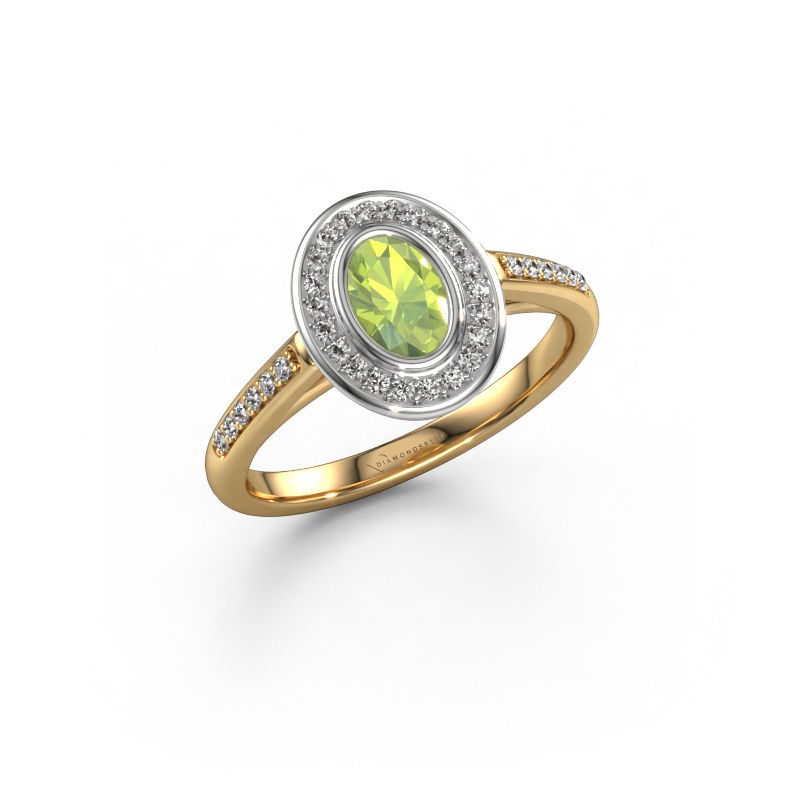 Verlovingsring Noud 2 OVL 585 goud peridoot 6x4 mm