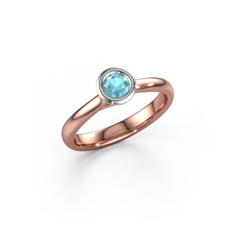 Bague de fiançailles Kaylee 585 or rose topaze bleue 4 mm