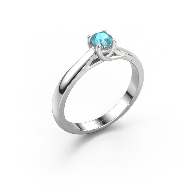 Verlovingsring Mia 1 950 platina blauw topaas 4 mm
