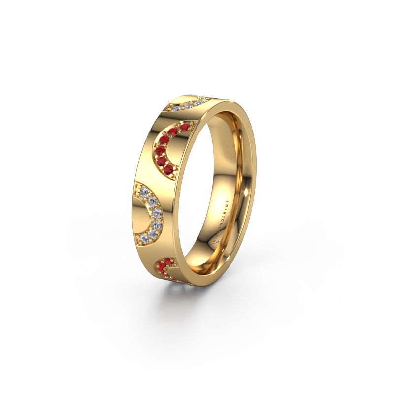 Trouwring WH0136L15BP 585 goud robijn ±5 x 2 mm