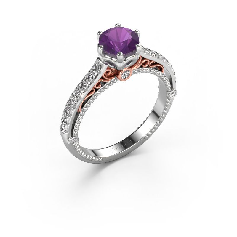 Verlovingsring Venita 585 witgoud amethist 6.5 mm