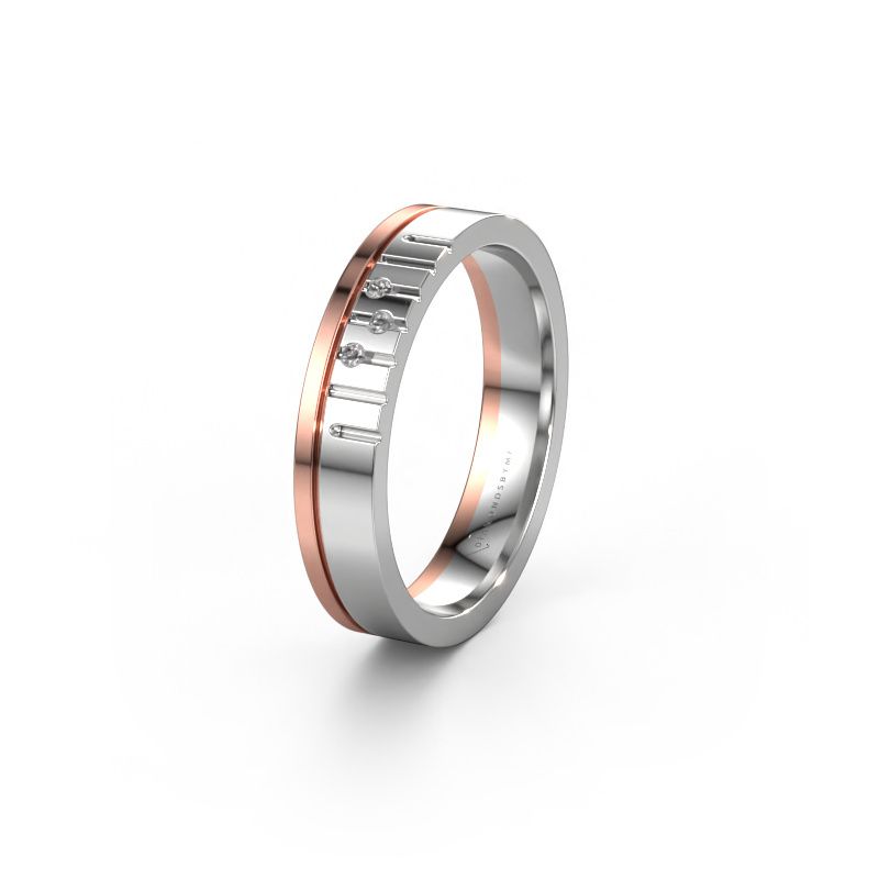 Bague d'amitié WH0332L14X 585 or blanc diamant synthétique ±4 x 1,5 mm