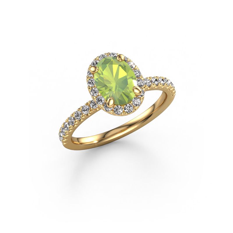 Bague de fiançailles Miranda OVL 585 or jaune péridot 8x6 mm